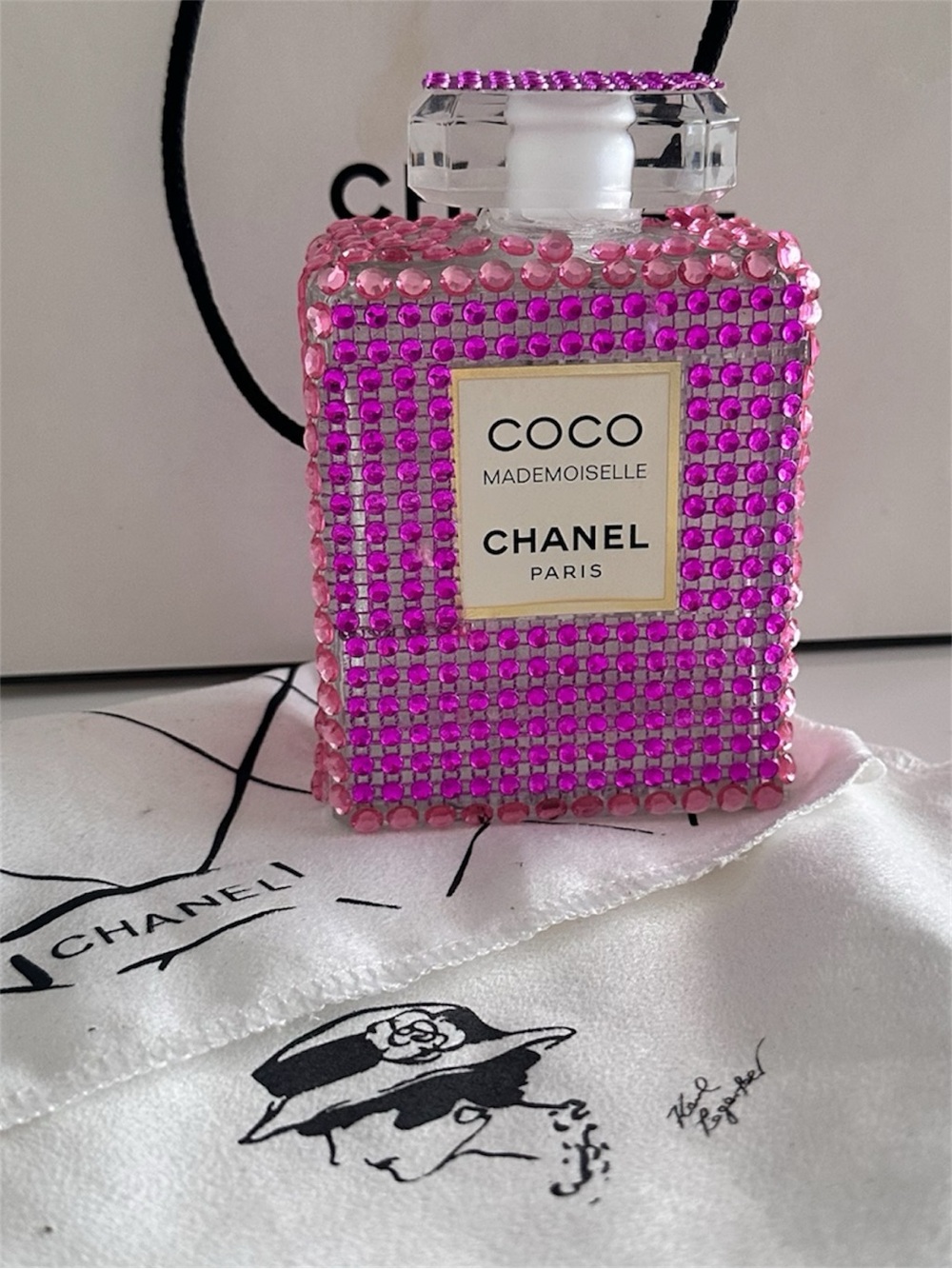 Chanel Coco mademoiselle decorative glass bottle with dust bag & shopping bag